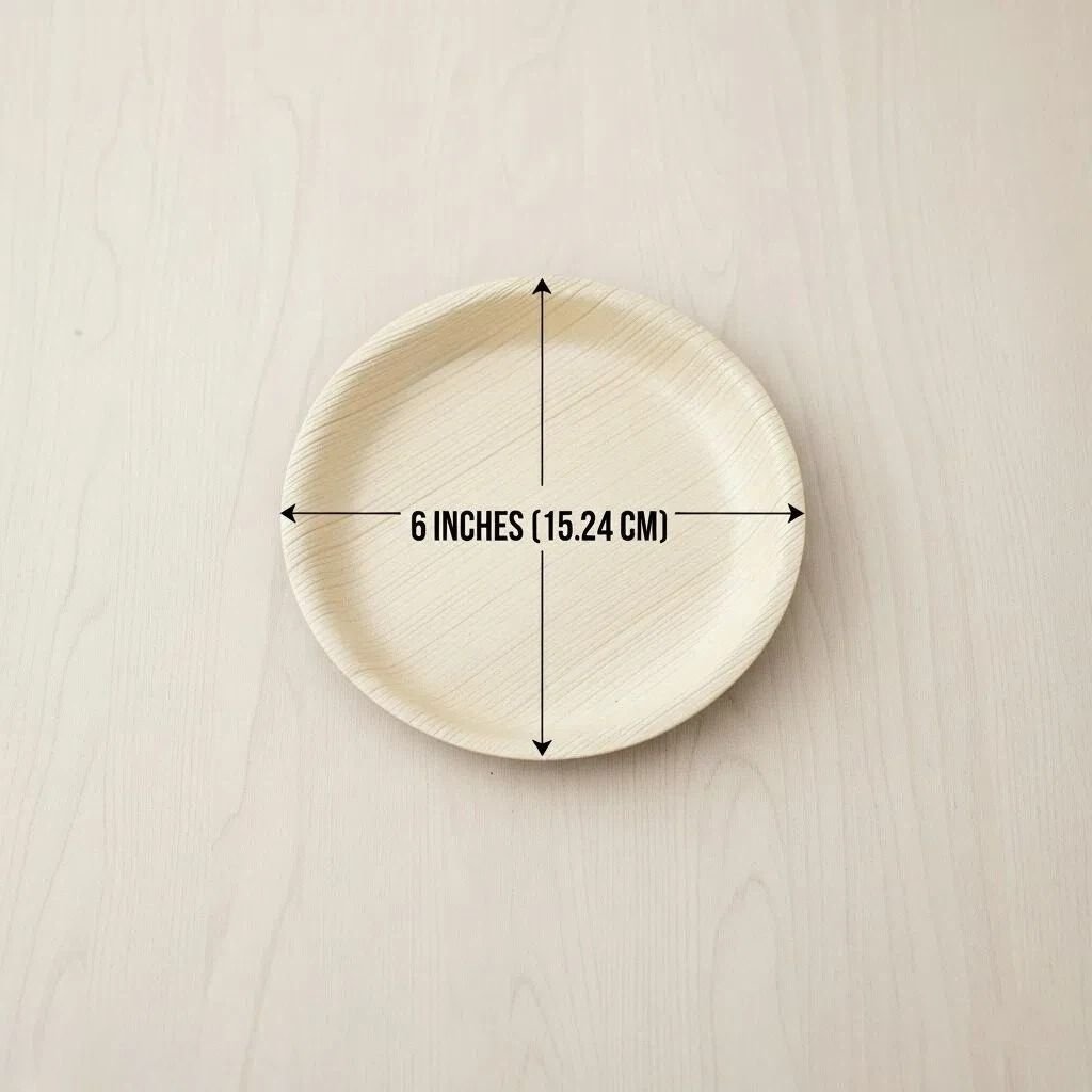 6 Inch Round Areca Palm Leaf Plate | Rigid Profile | Export-Grade Bio-Disposable | Food-Service Ready | MOQ 500