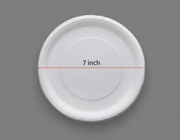 7 Inch Round Bagasse Plate | Standard Profile | Compostable Tableware | MOQ 600